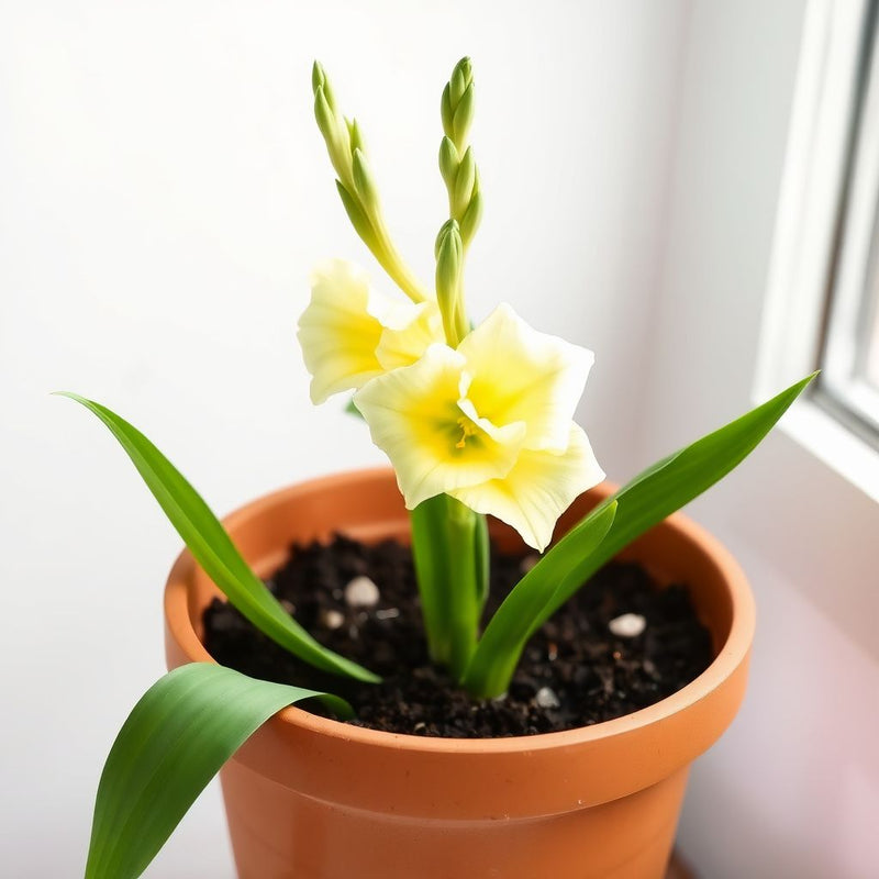 Yellow White Gladiolus Flower seeds for Planting Compact Growth Heirloom & GMO Free Seeds for Home Garden