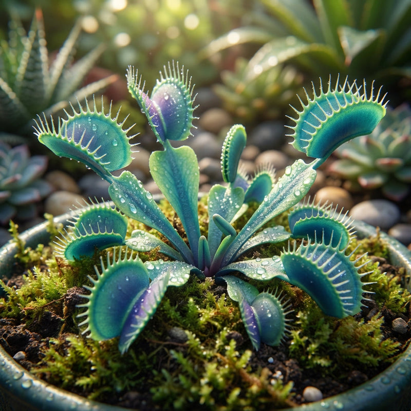Dionaea muscipula Blue Green Venus Fly Trap Heirloom Carnivorous Plant Variety