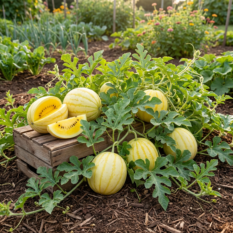 Citrullus lanatus Yellow Watermelon Seeds for Home Garden Growing Traditional Variety