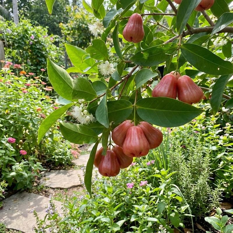 Rose Apple Fruit Variety for Home Gardens with Juicy, Crisp Water Apple Flesh