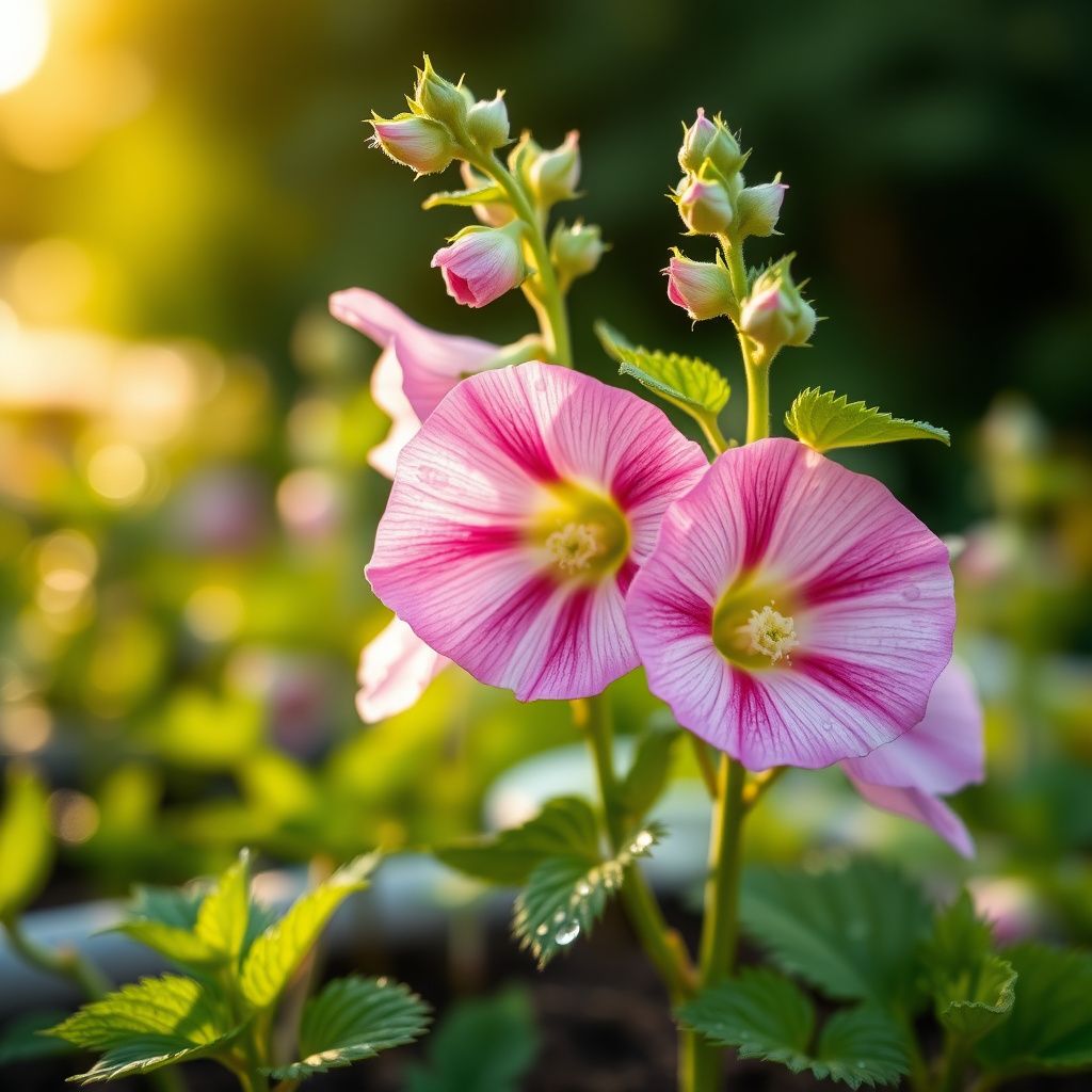 Zebrina Mini Hollyhock Alcea rosea Seeds for Planting in Flower Bed