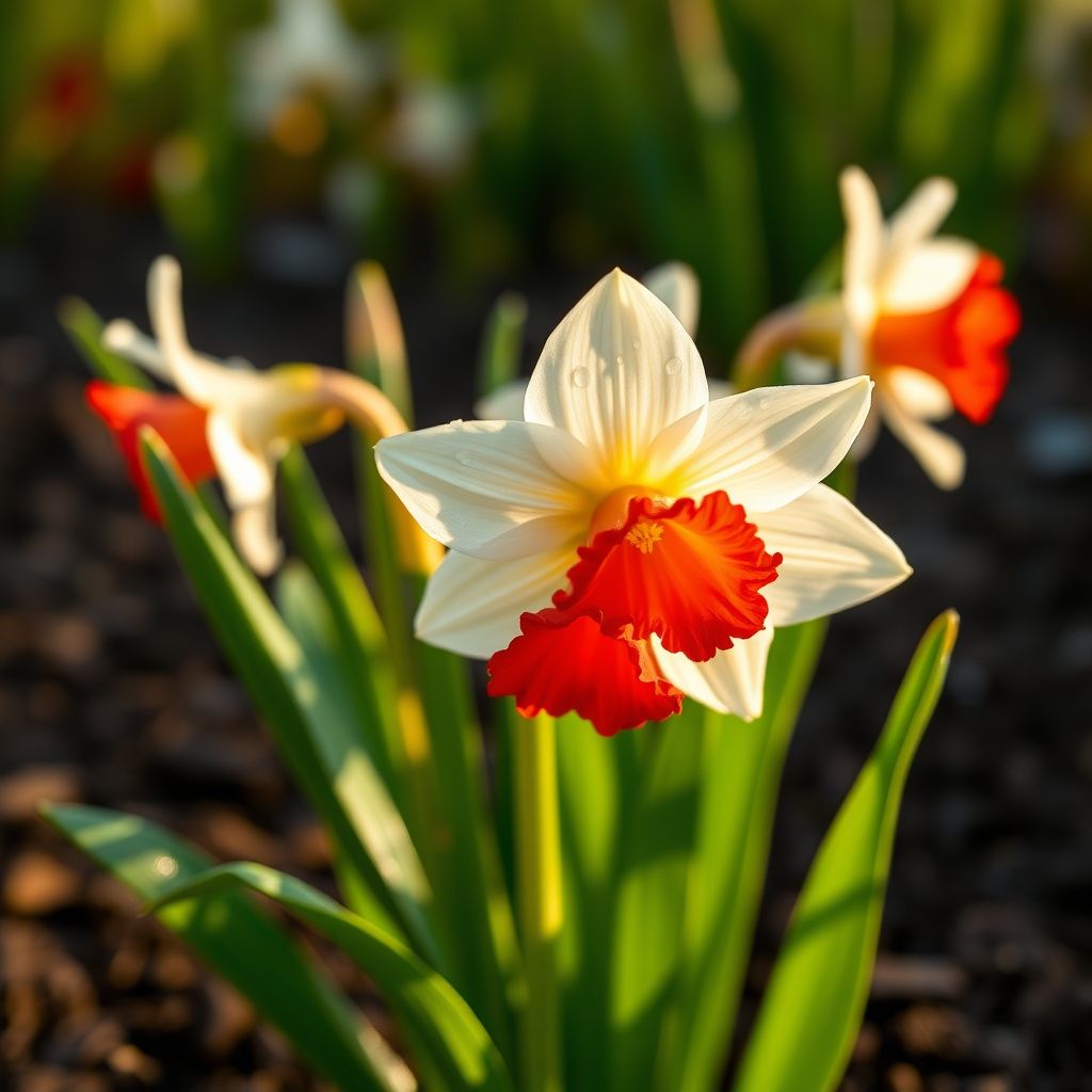 Daffodil Seeds for Planting: White and Red Blooms