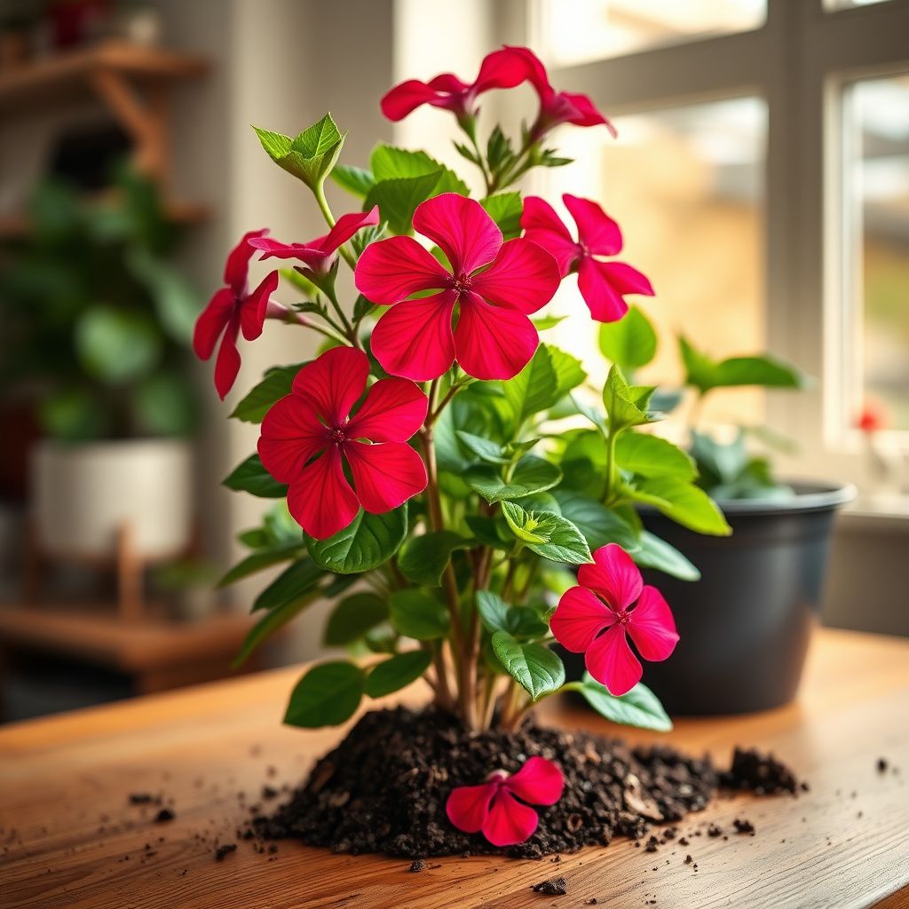 Red Periwinkle Flower seeds for Planting - Low Maintenance, Heirloom & GMO Free Seeds for Home Garden