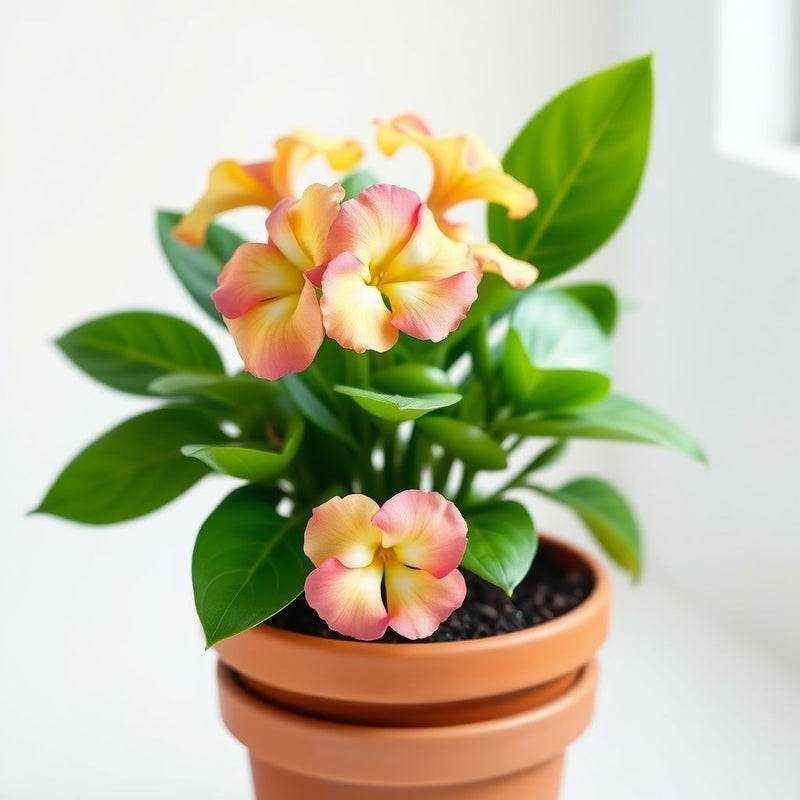 Yellow Pink Adenium Obesum Flower seeds for Planting Pollinator Friendly Heirloom & GMO Free Seeds for Home Garden