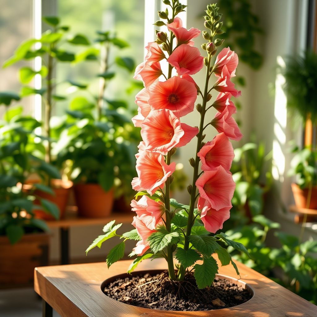 Salmon Giant Hollyhock Seeds for Tall, Elegant Salmon Blooms