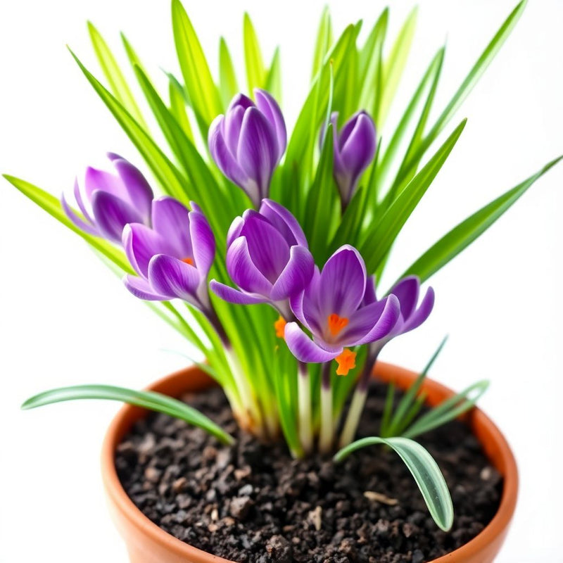 Saffron Crocus Flower Seeds for Garden Growing with Elegant Purple Blooms