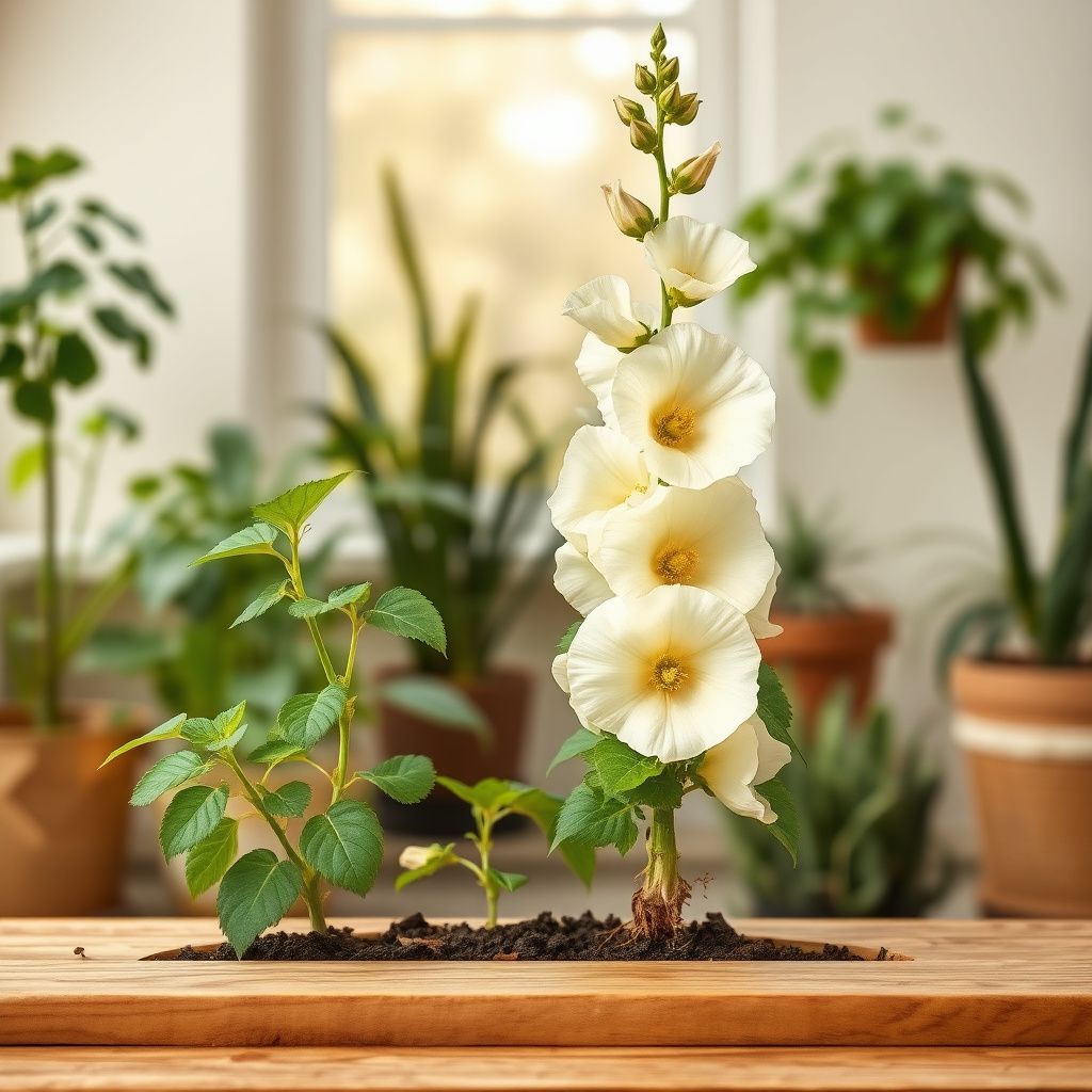 Hollyhock Cream Color Alcea rosea Flower Seeds for Planting