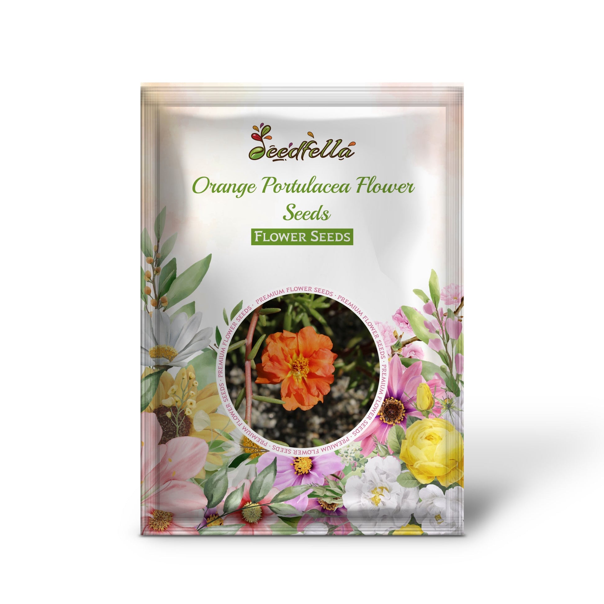 Orange Portulaca flowers blooming in garden