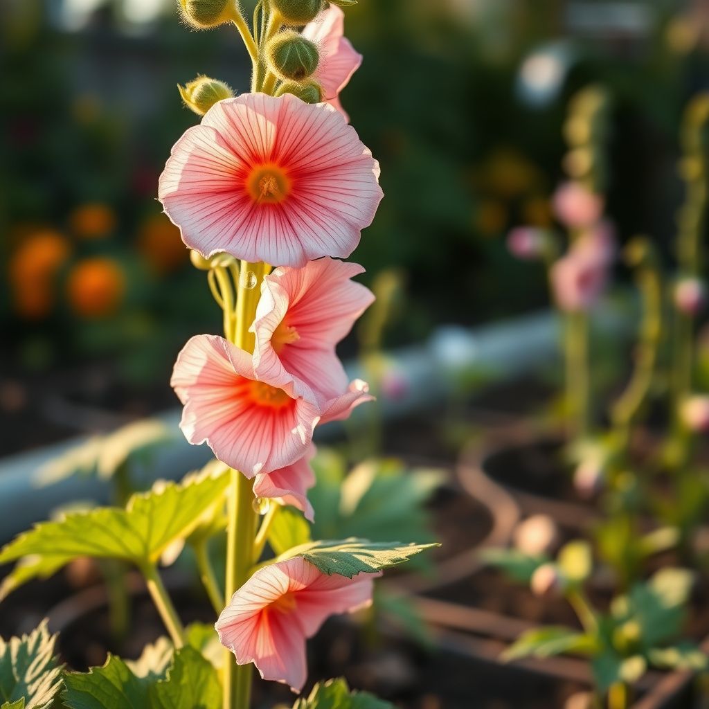 Salmon Giant Hollyhock Seeds for Tall, Elegant Salmon Blooms