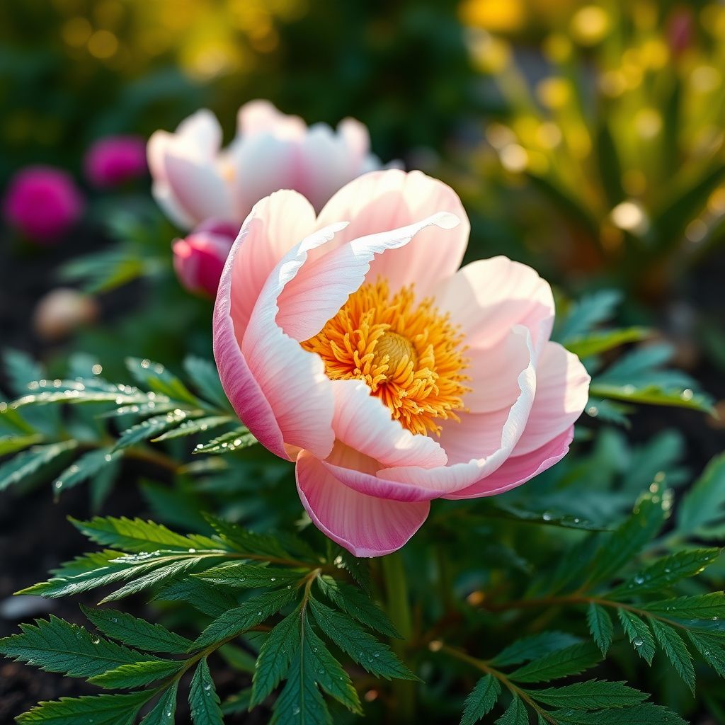 Double Flowering Fernleaf Peony with Finely Cut Foliage and Fragrant Spring Blooms