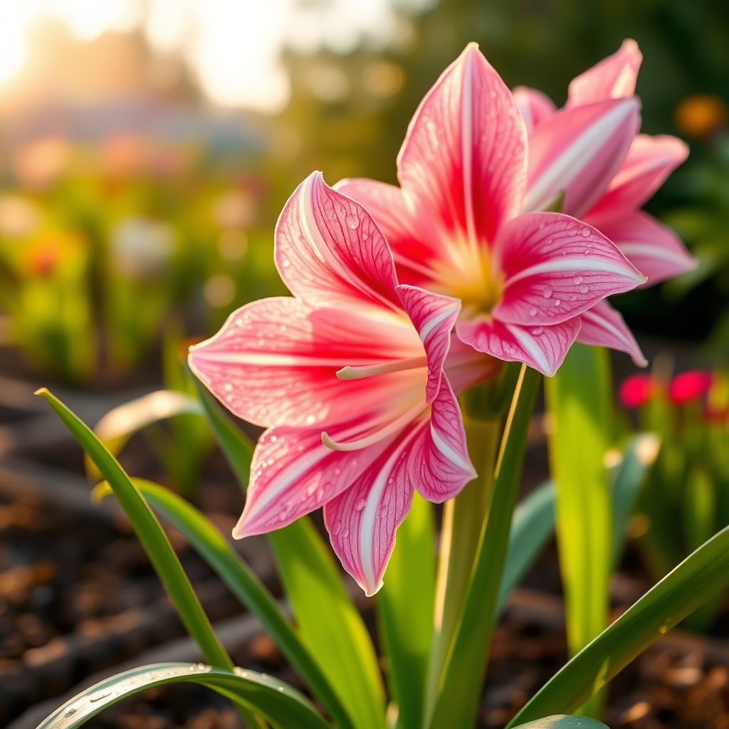 Amaryllis Pink White Flower Seeds for Striking and Diverse Planting