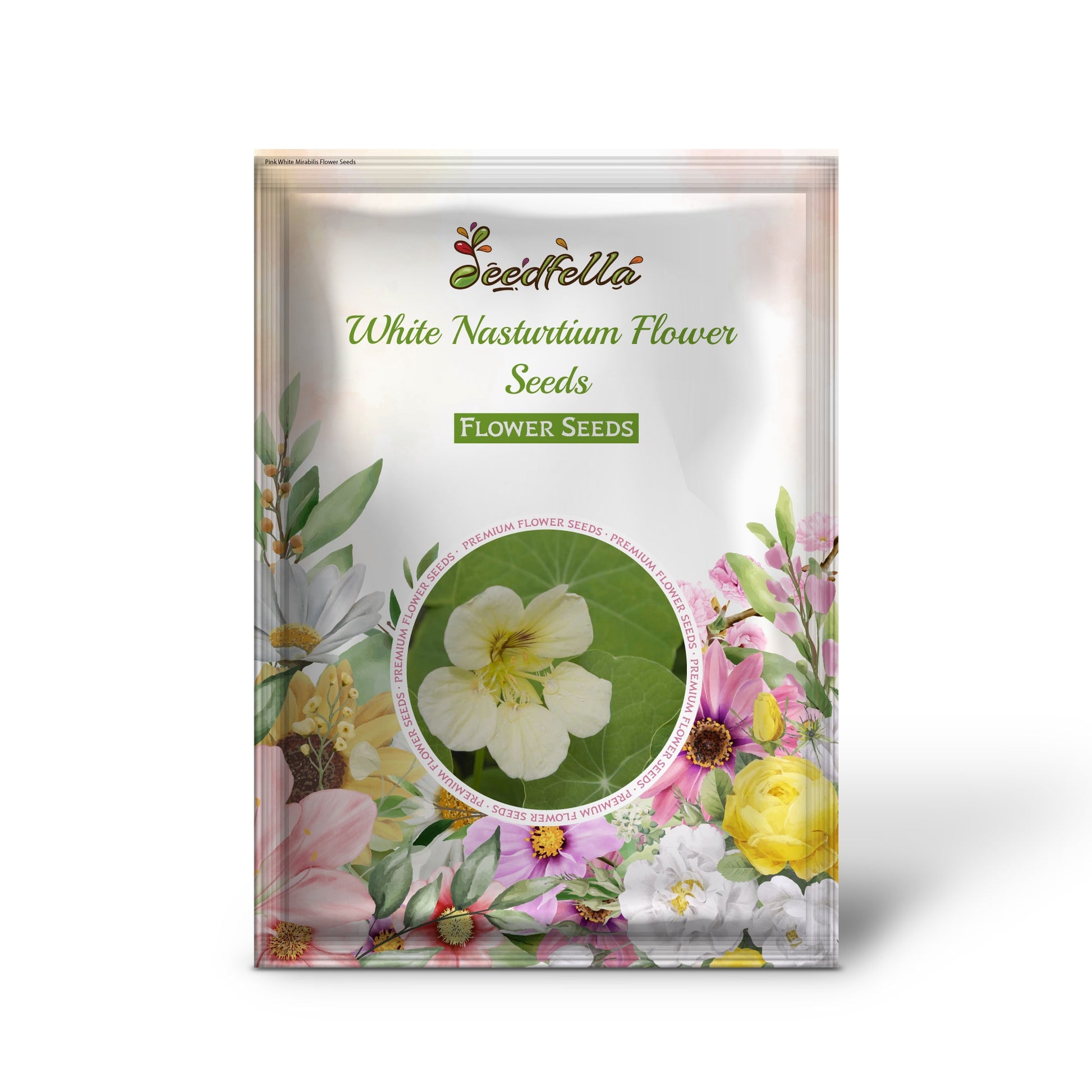White Nasturtium flowers blooming in garden
