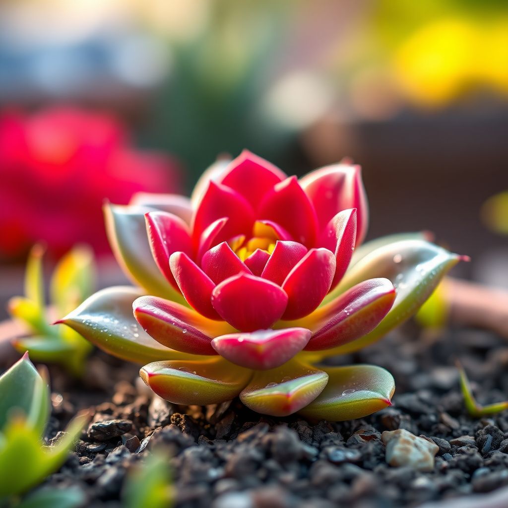 Yellow Red Echeveria Flower seeds for Planting - Colorful Display, Heirloom & GMO Free Seeds for Home Garden
