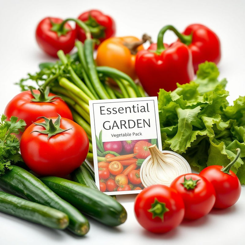 Essential Garden Vegetable Seed Pack – Tomatoes, Peppers, Onions, Cucumbers, Salad