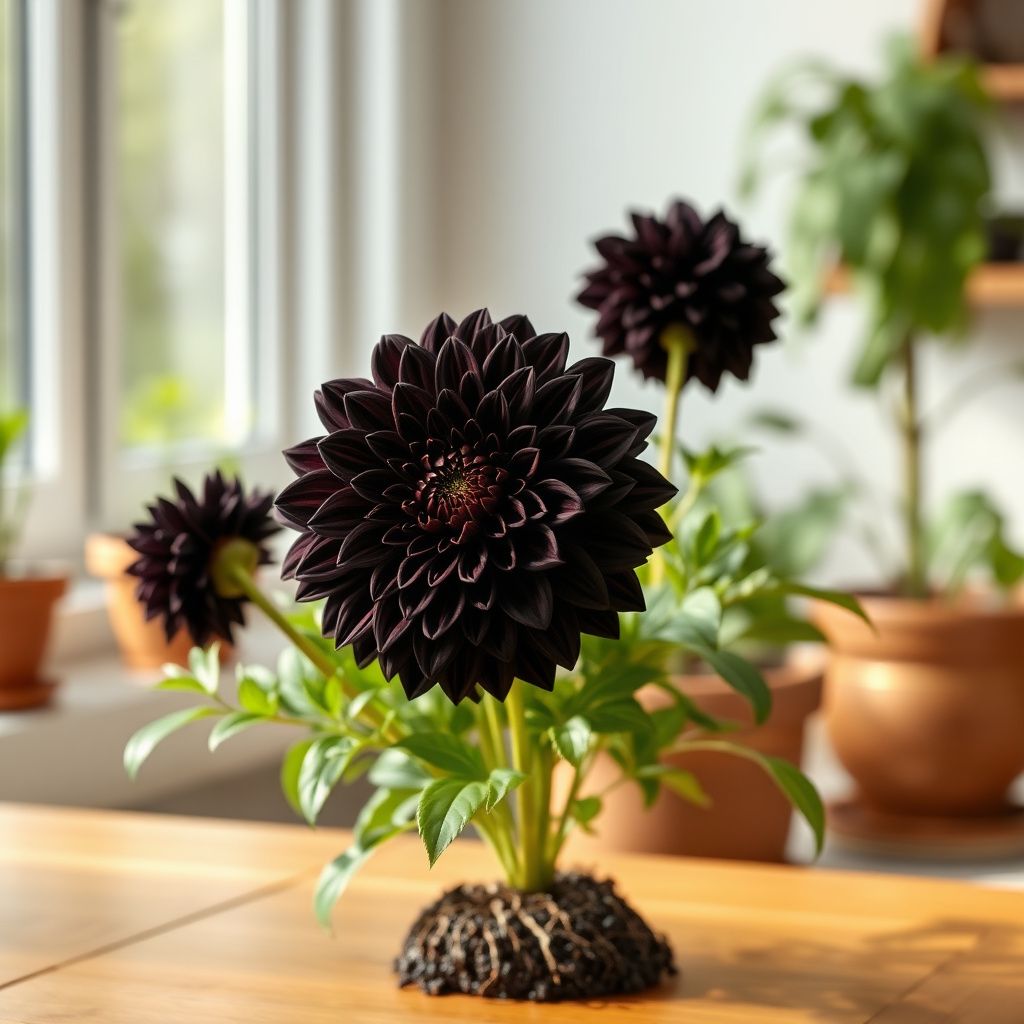 Black Pompon Dahlia Flower Seeds for Home Garden Decorative Blooming Plants