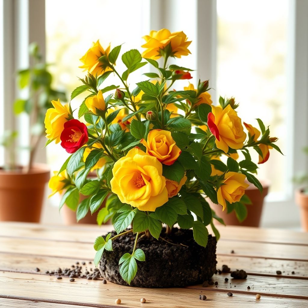 Yellow Maroon Rose Flower seeds for Planting Shade Tolerant Heirloom & GMO Free Seeds for Home Garden
