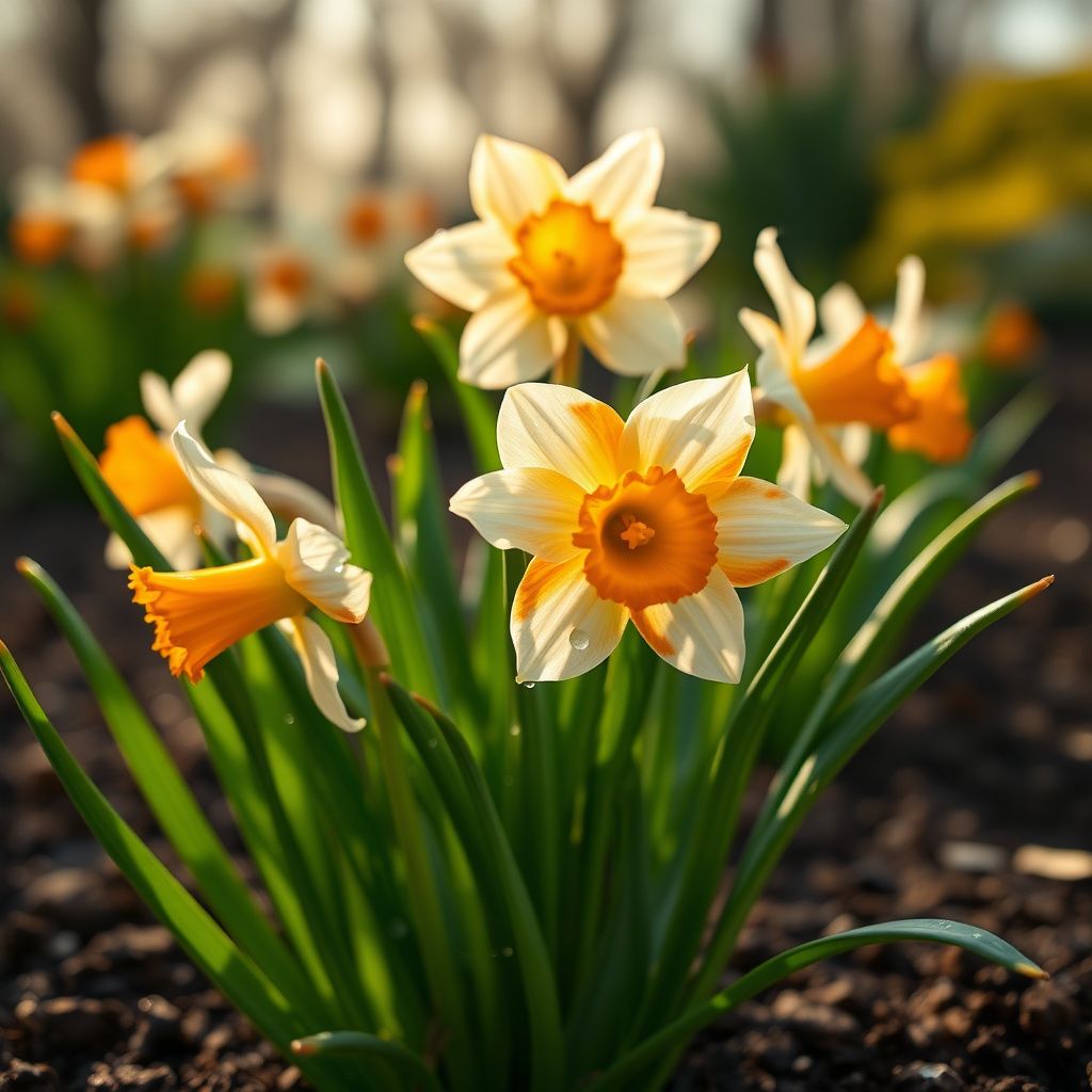 Vibrant Daffodils Seeds - Orange and White for Spring Planting