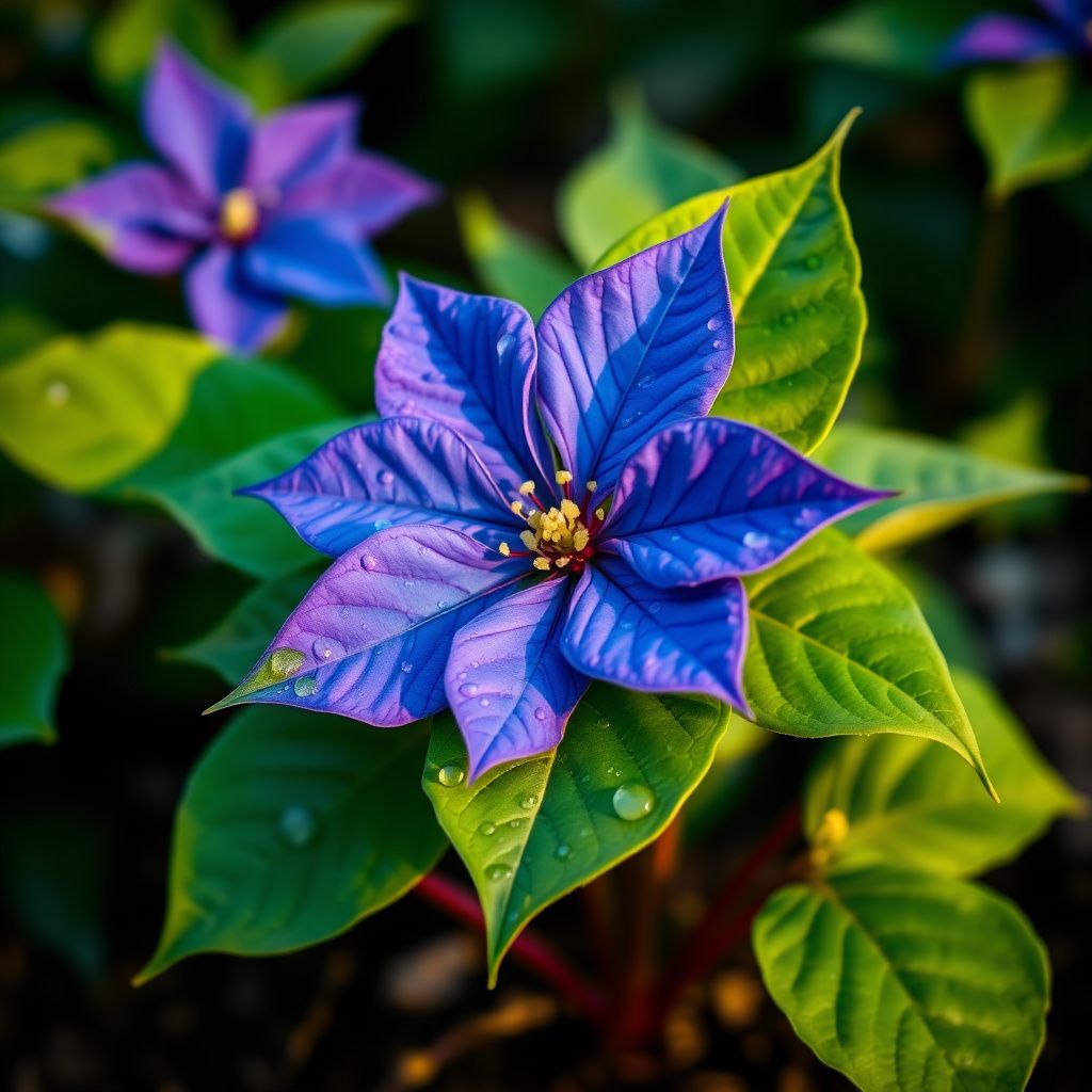 Deep Blue Poinsettia Flower seeds for Planting Long Bloom Season Heirloom & GMO Free Seeds for Home Garden