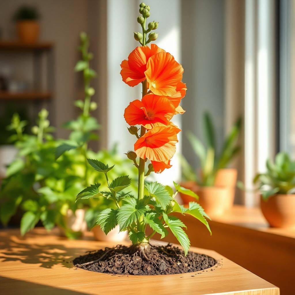 Orange Hollyhock Alcea rosea Flower Seeds for Planting in Flower Bed