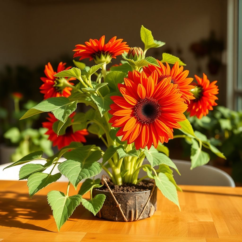 Orange Red SunFlower seeds for Planting - Fragrant Blossoms, Heirloom & GMO Free Seeds for Home Garden