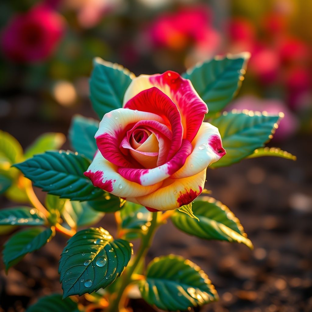 Tricolour Rose Standard Flower seeds for Planting - Colorful Display, Heirloom & GMO Free Seeds for Home Garden