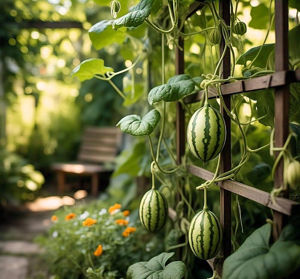 Melothria scabra vine growing on trellis