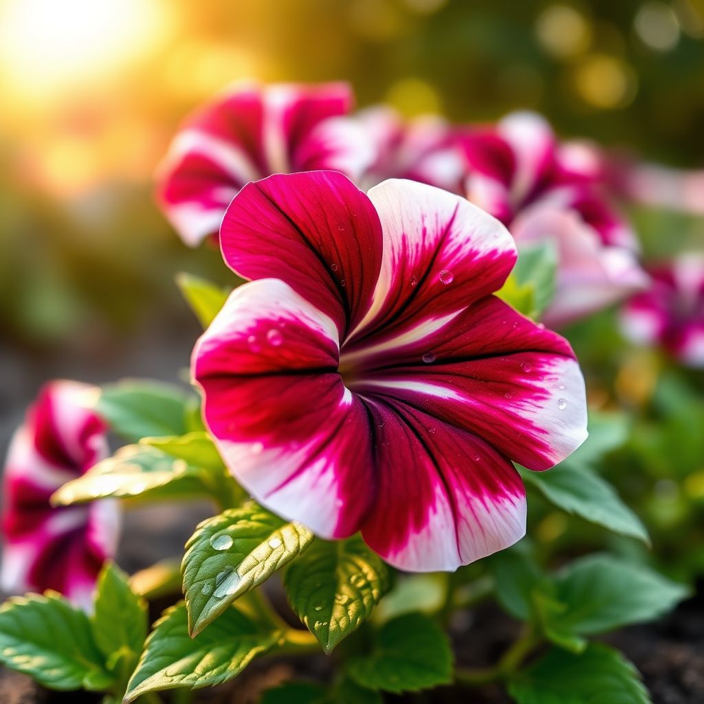 Tricolor Petunia Petunia x hybrida Flower Seeds for Planting in Flower Bed