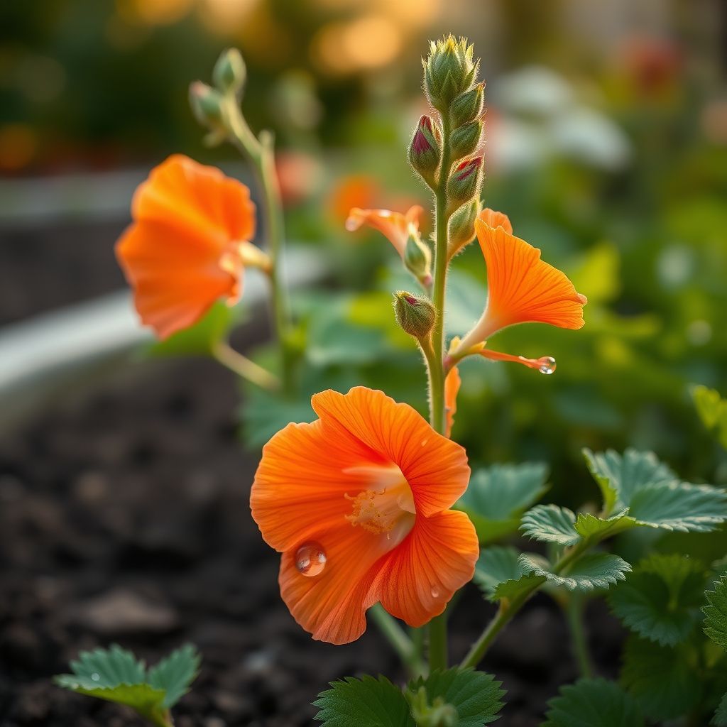 Orange Hollyhock Alcea rosea Flower Seeds for Planting in Flower Bed
