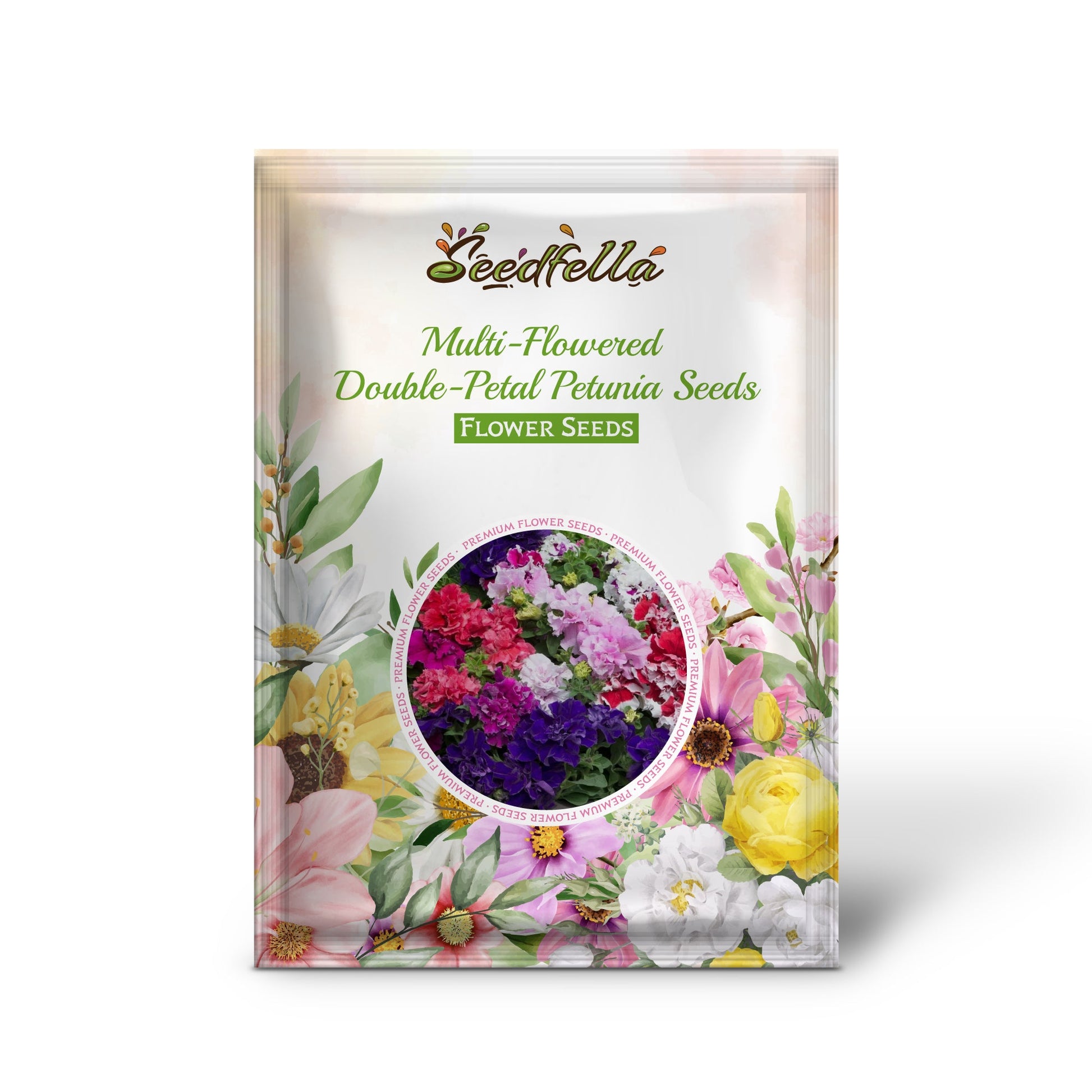 Double-petal mixed petunia seeds germinating indoors
