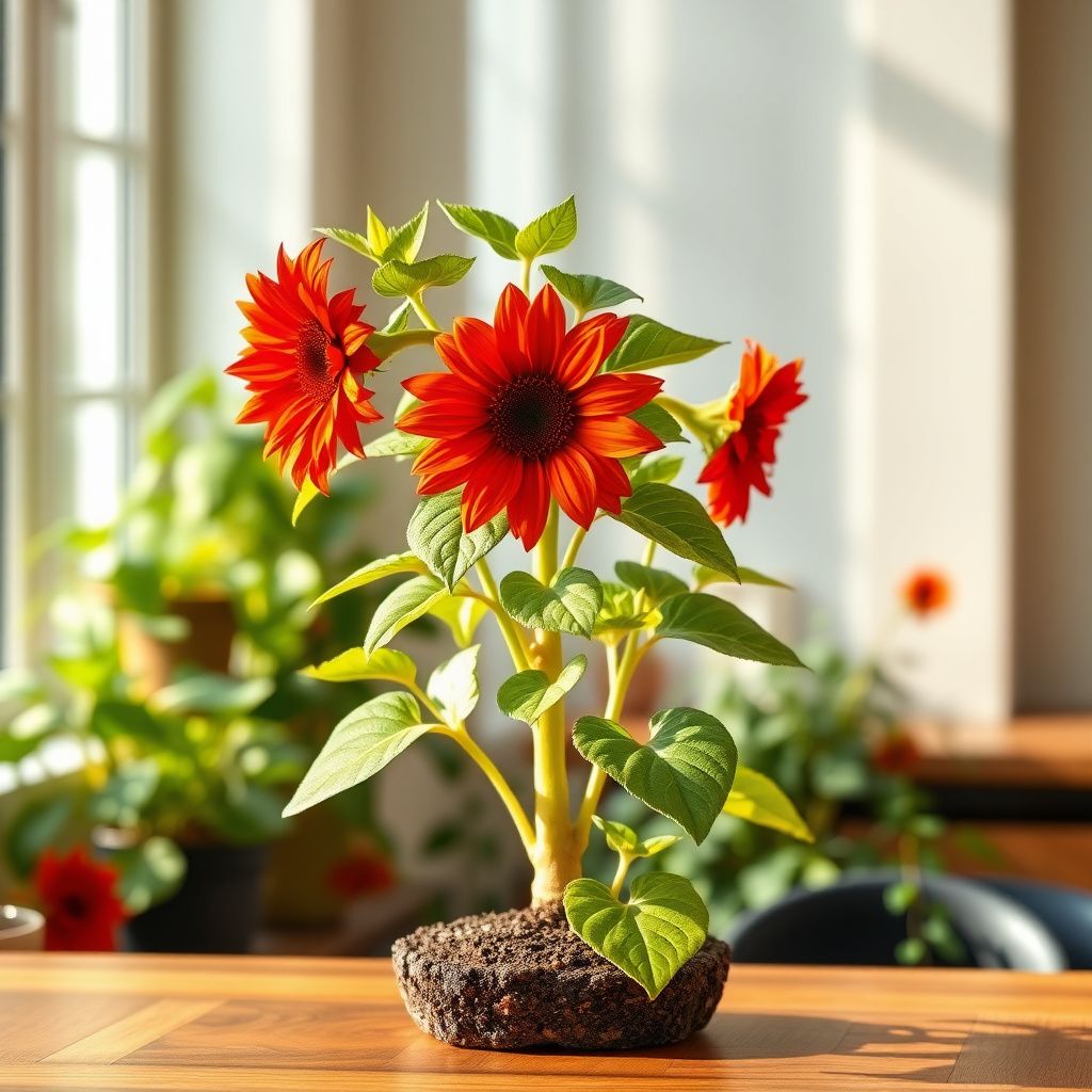 Bonsai Fortune Sunflower Seeds, Red Sun Fortune Bloom for Garden