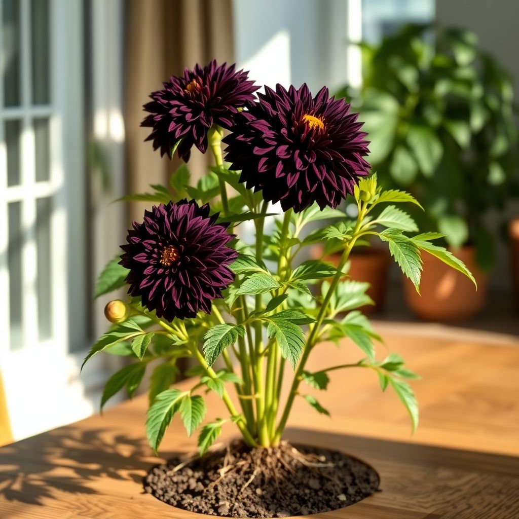 Dahlia pinnata Black Pompon Variety Flower Seeds for Decorative Garden Display