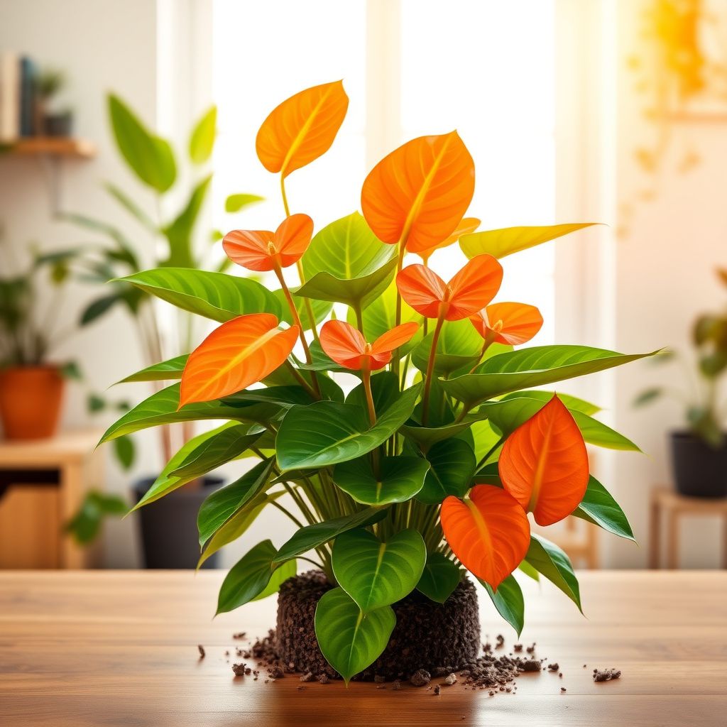Anthurium Linden Araceae Seeds for Planting - Orange & Green Foliage