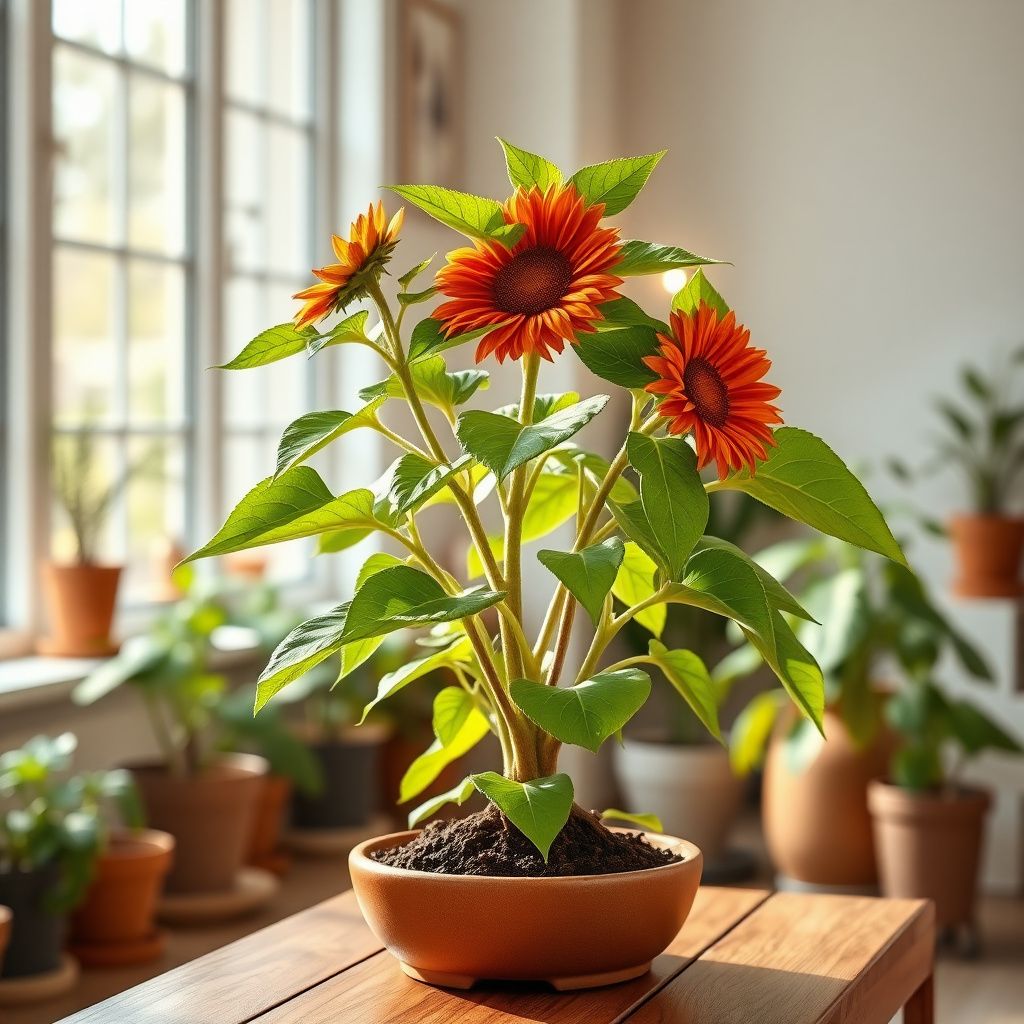 Bonsai Fortune Sunflower Seeds, Red Sun Fortune Bloom for Garden