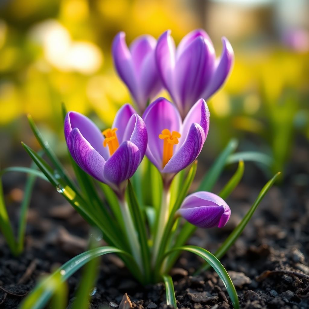 Saffron Crocus Flower Seeds for Garden Growing with Elegant Purple Blooms