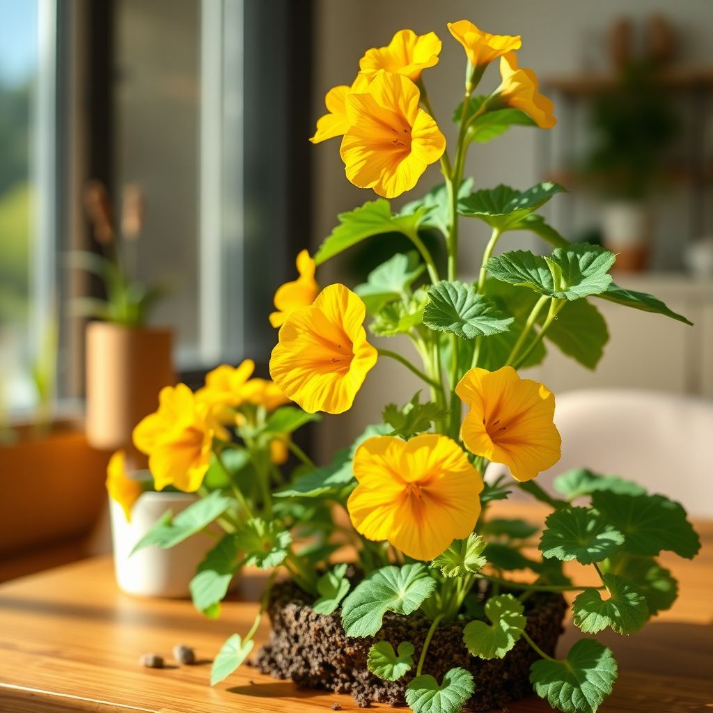 Yellow Peach Nasturtium Flowering Planting Seeds